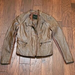 Maurices brown/dark tan faux leather jacket size Large